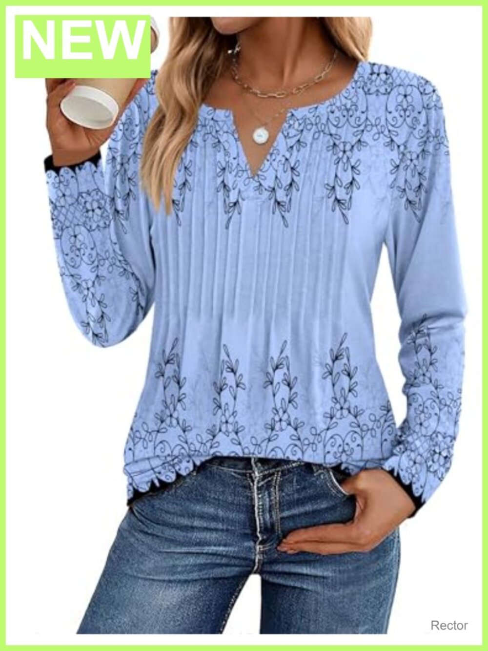 Womens Pleated V Neck Long Sleeve Tunic Blouse Loose Fit Fall Work Top
